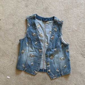Driftwood floral denim vest